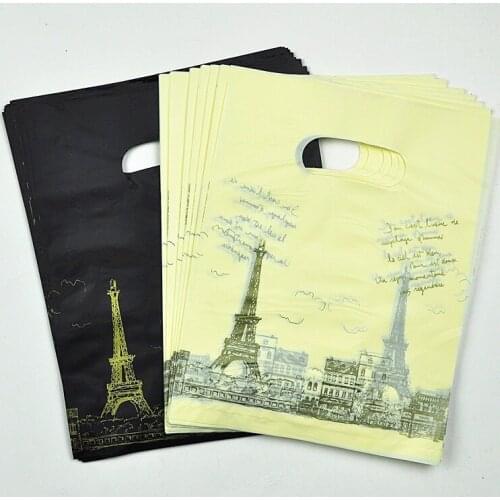 Eiffel Tower Plastic bags Free ship 200pcs/lot each color 100pcs 20X25cm Fit clothes or gift packing shopping bags