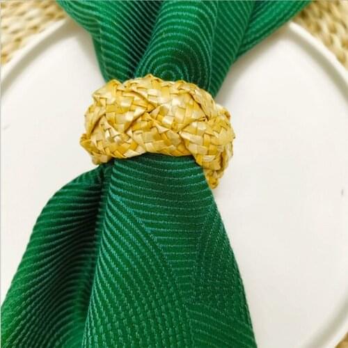 Wheat Straw Woven Napkin Ring Handmade Braided Grass Napkin Ring,Farmhouse Serviette Buckle Holder for Xmas Daily Use