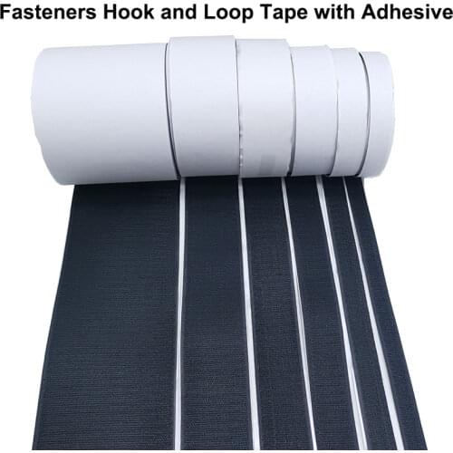 5Meter Self Adhesive Fastener Tape Nylon Sticker Disks Hook Loop Sewing Adhesive with Glue Black White 16/20/25/30/50/100/110mm