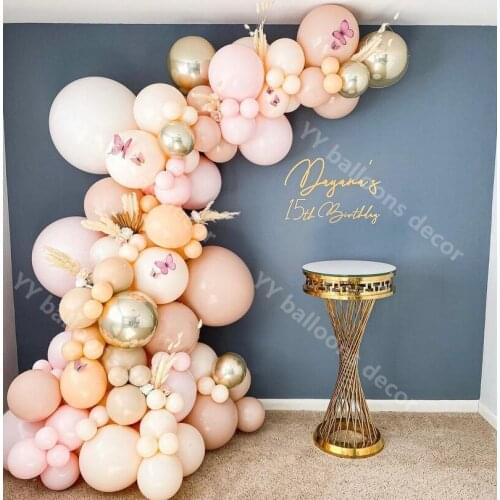 DIY Macaron Pink Balloons Kit Skin Color Latex Garland Butterfly Arch Wedding Baby Shower Birthyday Party Background Decor