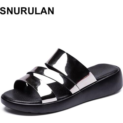 SNURULANWomen Slippers Summer Flip Flops Outdoors Shinny Soft Flats Woman Fashion Breathable Comfortable Female Slippers