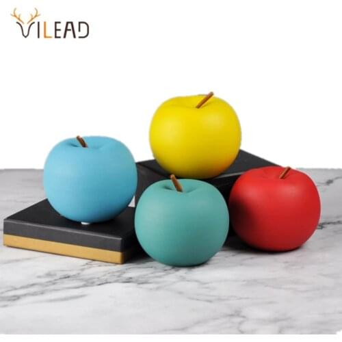 VILEAD Nordic Ceramic Apple Decoration Home Living Room Interial Table Desk Fruit Decor Ornament Handmade Crafts