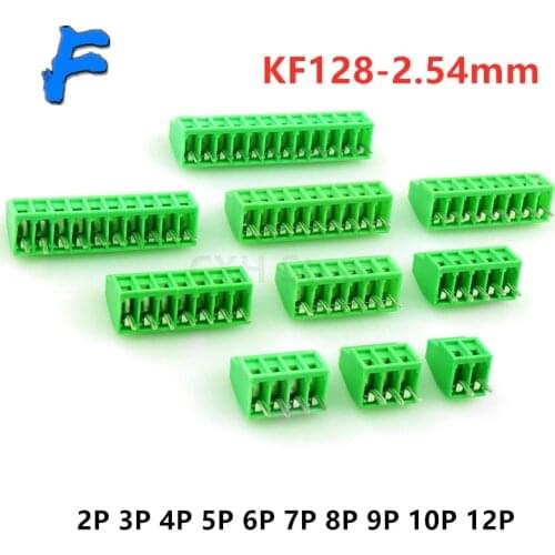 KF128-2.54 2P 3P 4P 5P 6P 7P 8P 9P 10P 12P Splice Terminal KF128 2.54mm PCB Mini Screw Terminal Blocks for Wires 5/10pcs