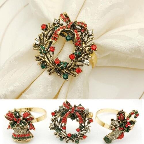 Rhinestone Inlaid Safe Dinning Table Setting Napkin Buckle Wedding Adornment