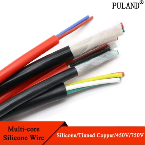 Square 0.3mm Ultra Soft Sheath Wire 2 3 4 Core Silicone Rubber Cable Insulated Flexible Copper High Temperature Power Line Black