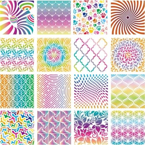 15*15cm Geometric Template Wall Painting Mandala Stencils for Spary Furniture Floor Decor Art Drawing DIY