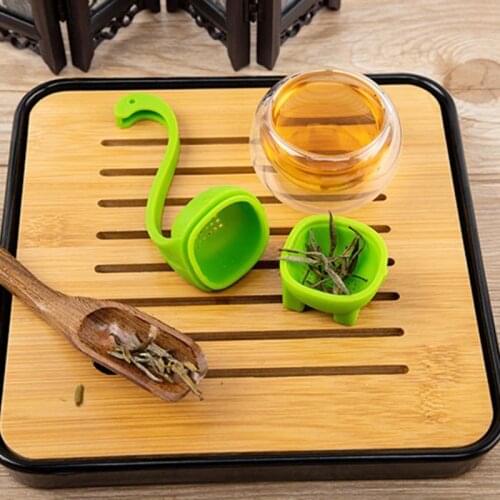 203F Tea Infuser Dinosaur Loose Leaf Tea Filter with Long Handle Neck Cute Lake Dinosaur Silicone Material Green Tea Strainer
