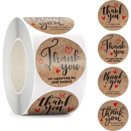 500pcs Thank You for Supporting My Small Business Stickers Kraft paper Sealing Labels for Baking Gift Bags Wedding Decor Station