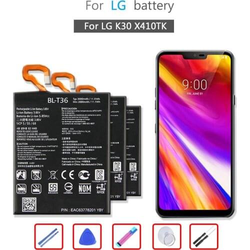 2880mAh BL-T36 Mobile Phone Battery For LG K30 X410TK BL T36 BLT36 Bateria + Free tool