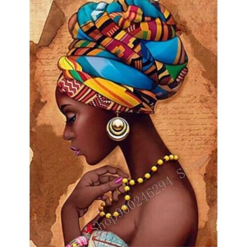 Full Square Round Drill 5D DIY Diamond Painting African beauty 3D Diamond Embroidery Cross Stitch Home Decor FF2351