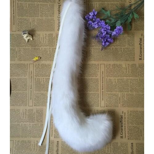 Anime Party Lolita Cosplay Costume Black Cat Tail 45CM Inside Fox Tail Cos Kamisama Hajimemashita Inu Boku Secret Service