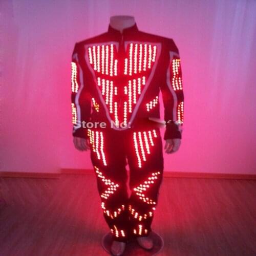 Free shipping mens light up LED tron costume led light costume performance wear