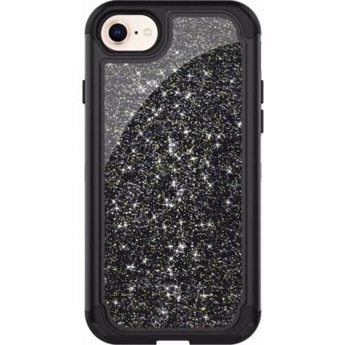 For iPhone 7 8 Plus Case 5.5" Hard Shockproof Back Covers Coque Black Rose Gold Protective Shell Skin Glitter Mobile Phone Bag