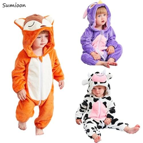 Baby Rompers panda New Born Baby Clothes Boys Girls Jumpsuit Flannel Winter Animal Pajamas Bebes Toddler Onesie Costume