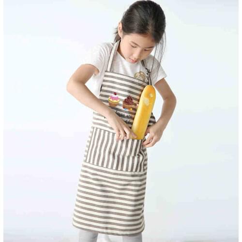 Fashion creative big pocket apron kid kitchen milk tea dessert shop bday party handmade apron logo print