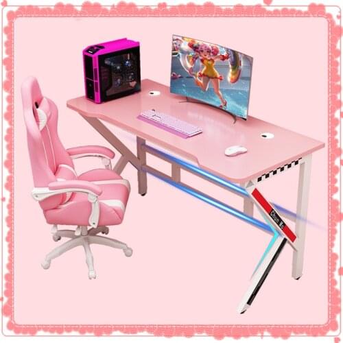 Hot sale 120x60x74cm armor pink K-shaped game table computer desktop office furniture girl cute bedroom study desk in 2021