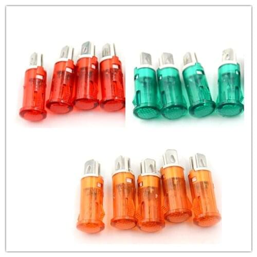 10pcs Signal Indicator Lamp Panel Mounting Neon Red Green Yellow Lights 220V 110V 12V/24VDC 10mm MDX-11A Pilot Guiding