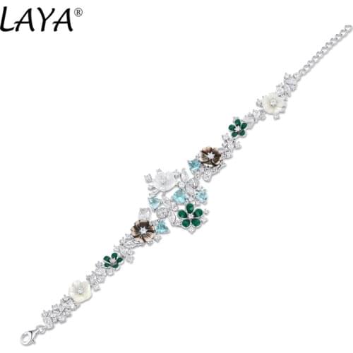 Laya 925 Sterling Silver Summer Hot Style Luxury Jewelry High Quality Zircon Natural Shell Flower Bracelet For Women 2021 Trend