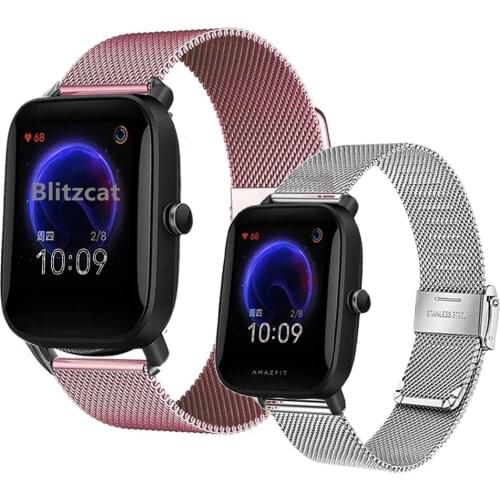 Milanese Loop Strap for Xiaomi Huami Amazfit Bip U Pro Lite S/Gts 2 Mini /Haylou ls02 Band Bracelet Stainless Steel Wristband