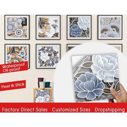 10pcs/set Marble Flowers Pattern Crystal Hard Tiles Wall Sticker Kitchen Floor Home Renovation Art Mural Removable Wall Decals