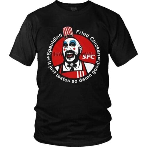 Captain Spaulding Fried Chicken And Gasoline SFC Tshirt Men Tee Tops Cotton T Shirt Short Sleeve House of 1000 Corpses T-shirt
