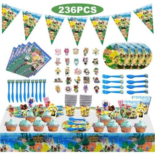Animal Crossing Party Decoration Childrens Birthday Party Disposable Tableware Set Cups Saucer Top Hat Birthday Baby Shower