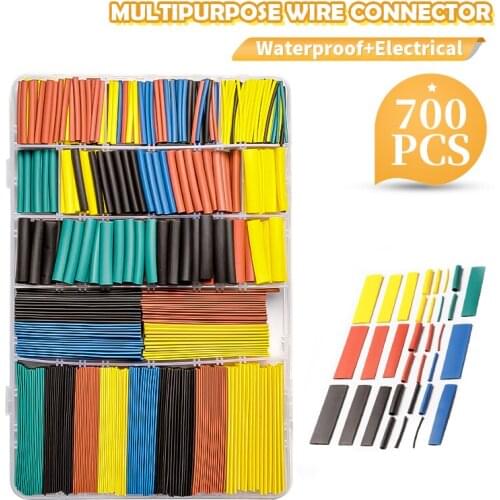 500/700Pcs Heat Shrinkable Tubes Set Assortment Heat Shrinkable Tubing Shrinkage Ratio2:1 Wrap Wire Cable Sleeving Tube Kit