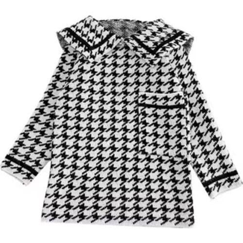 New 2021 Baby Girl Woolen Dresses Plaid Lattice Warm Winter Autumn Spring Baby Lapel Tweed Windbreaker Childrens Cotton Dresses