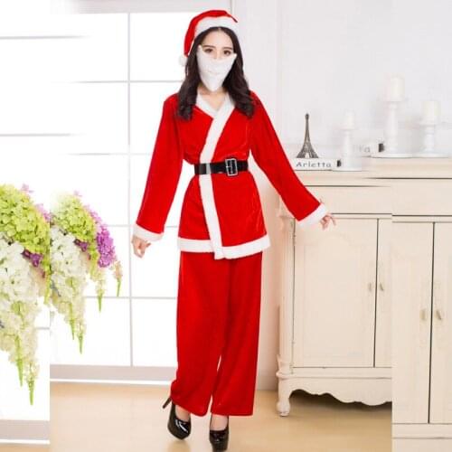 New Best-selling Christmas Carnival Long-sleeved Stage Costume Set for Adult Santa Claus Role-playing Party Costumes