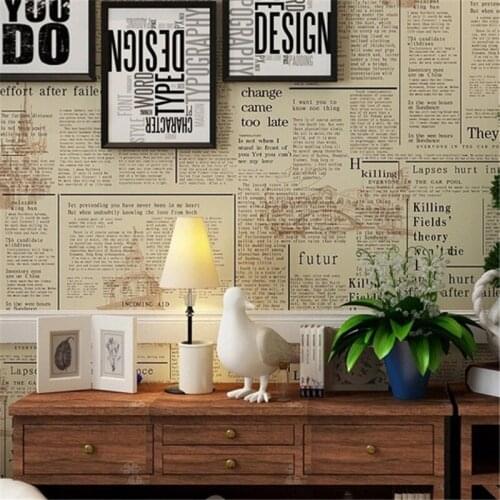 Beibehang American retro nostalgia English newspaper wallpaper study cafe meal bar background wall clothing store wallpaper