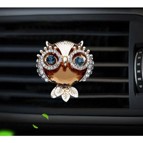 Crystal Diamond Owl Style Gold Silver Air Freshener Automobile Interior Decoration Air Vent Perfume Clip Accessories Car Styling