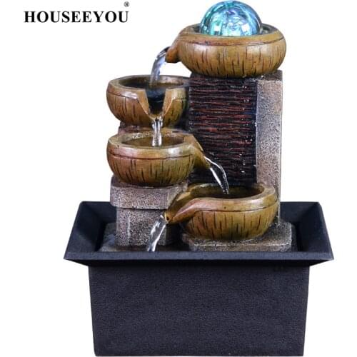 Gifts Desktop Water Fountain Portable Tabletop Waterfall Kit Soothing Relaxation Zen Meditation Lucky Fengshui Home Decorations