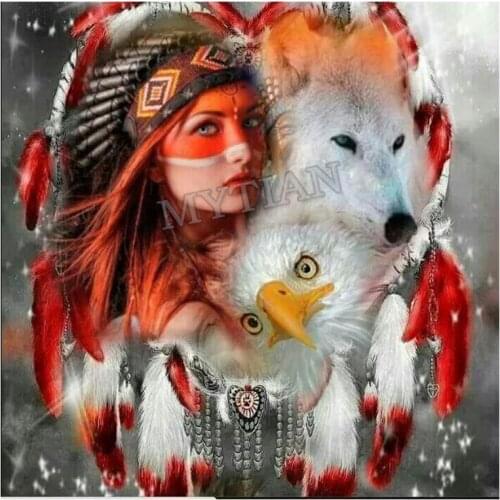 Full drill resin"Wolf & girl"home decor Embroidery pattern Diamond 5D DIY Painting 3D Cross Stitch Mosaic wall sticker arts