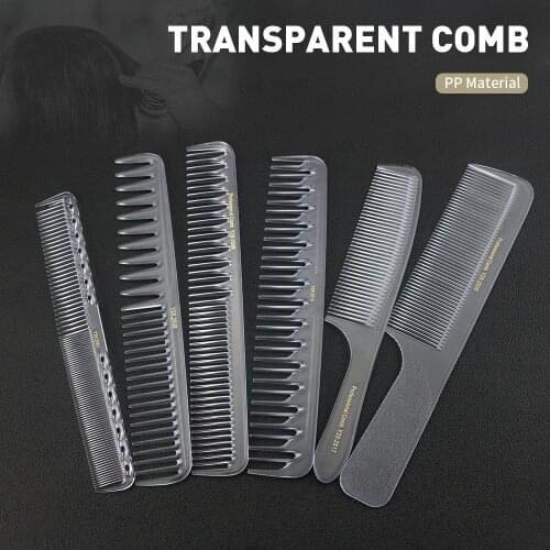 Professional Hairdressing Transparent PP Straight Combs 6 Piece Set Cutting Long Combs For Salon Popular Hair Styling Tools