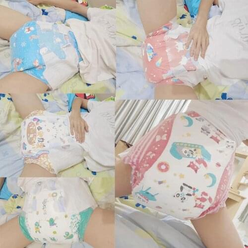 ABDL Baby Rainbow Week Diaper ddlg Oversized Christmas Diaper Retractable Waistline Diaper Lover Dummy Holder Panda Different 7P