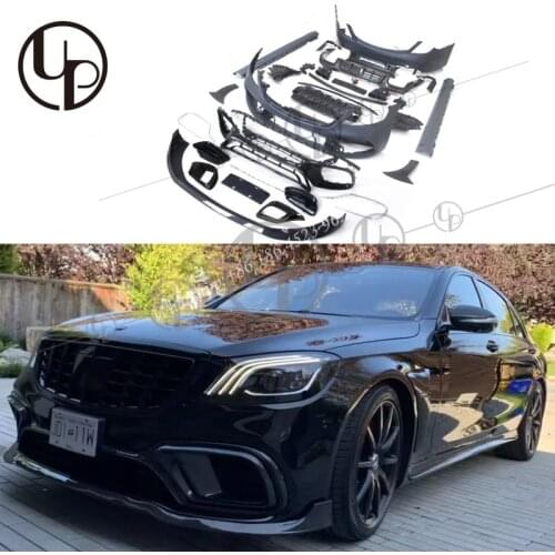 S CLASS W222 body kit for s63 s65 B style body kit 2018y w222 carbon diffuser exhaust tips front lip for new s63 s65