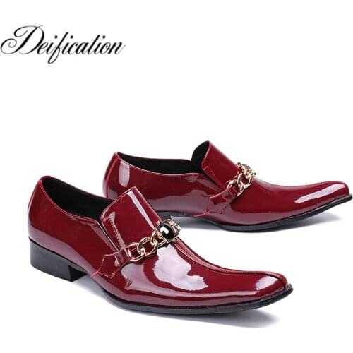 Deification Red Wine Formal Derby Man Dress Shoes Square Toe Male Business Formal Shoes Elegant Luxury Men Wedding Party Shoes