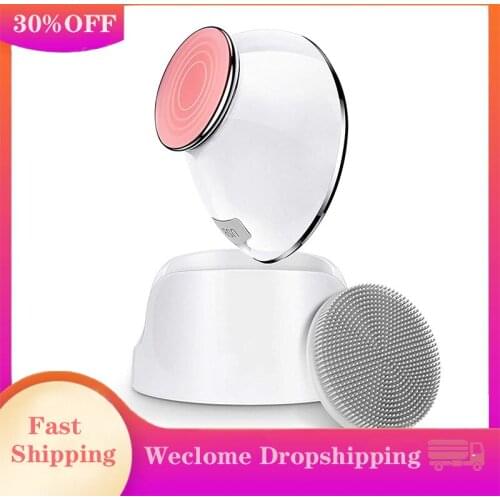 Sonic Vibrating Facial Cleansing Brush Waterproof Smart Timer Wireless Charging for Face Cleaning Silicone Facial Brush