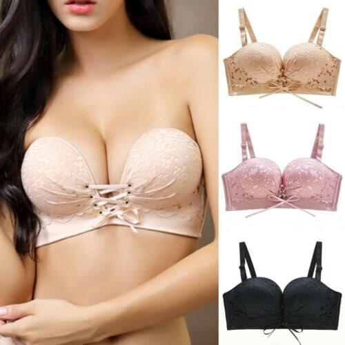 Womens Seamless Push up Bralette Bras Front Closure Adjustable Strap Underwear Brassiere