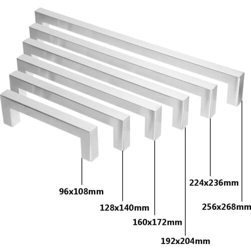 1pcs 12mm stainless steel square closet drawer cabinet pull bathroom cabinet 6 size silver kitchen cabinet handle door handle