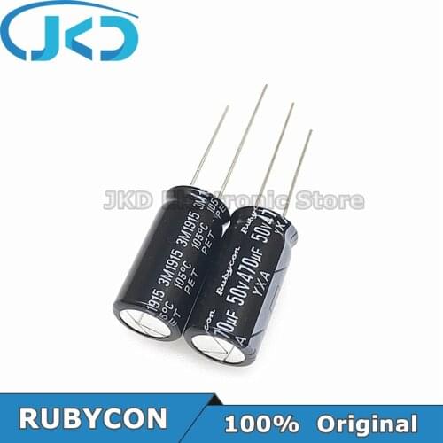 10pcs RUBYCON 470UF 50V 10*20mm 470UF50V 50V470UF 10x20mm Aluminum Electrolytic Capacitor 100% Original
