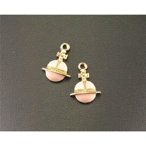 10PCS Jewelry Metal charms Drip Gold Zircon imitation charm Bracelet For Women diy Accessories B06