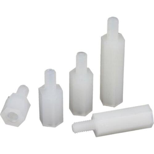 100pcs M4 Nylon hex Standoff spacer plastic spacing screws nuts m4x6/8/10/12/15/20/25/30/35+6mm