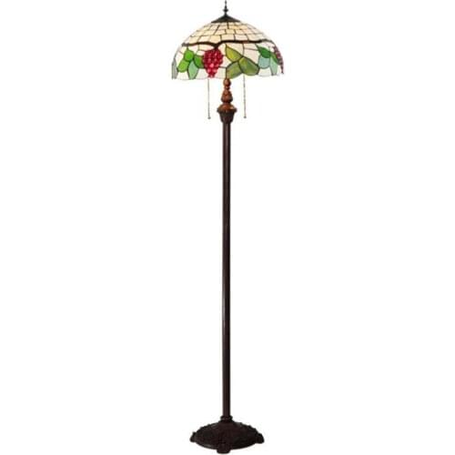 16" Pastoral European Tiffany Grapes Handmade Glass Floor Lamp for Foyer Bed Room Apartment Glass Lighting Fixture H 165cm 1043