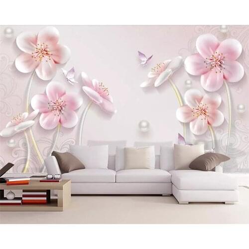 Beibehang 3D wallpaper embossed plum simple European style TV background wall 3d living room bedroom decoration wallpaper mural