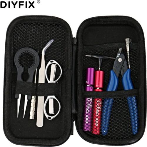 9 in 1 Vape DIY Tool Set Bag Ceramic Tweezers Wire Coil Jig Winding Pliers for Electronic Cigarette RBA RDA Atomizer Accessories