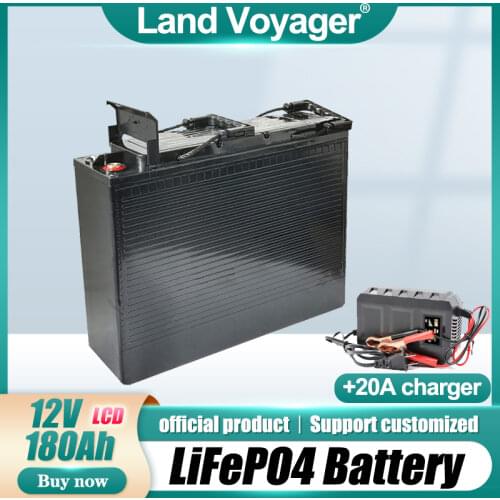 Land Voyager 12.8v 180AH LCD lifepo4 battery 150A BMS 12V 180Ah battery for go cart UPS Household appliances Inverter 14.6V 10A