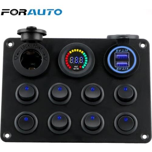 1Set 12/24V Car Marine Boat 8 Gang Waterproof Circuit Breaker Toggle Switch Panel for Car Boat RV Truck ATV UTV Camper Caravan