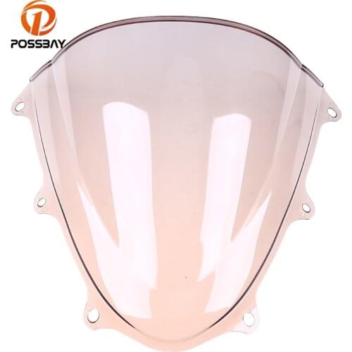 POSSBAY Clear Black Smoke Motorcycle Windshield Windscreen Double Bubble Bike Wind Deflectors MTB For Suzuki GSXR 600 750 K11