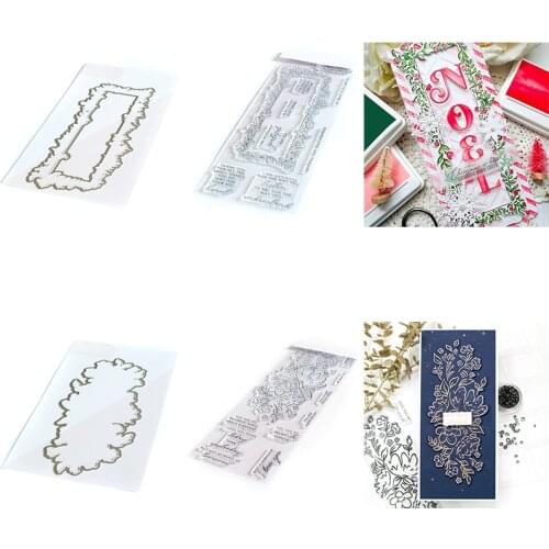 Floral Outline Lace Frame Metal Cutting Dies & Clear Silicone Stamps Words Letters DIY Scrapbooking 2021 New Making Template